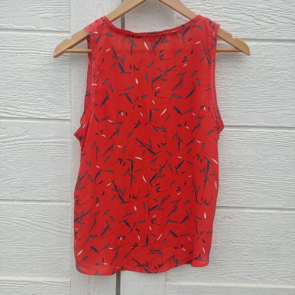 4/$20 Banana Republic sleeveless floral orange red blouse top Small - Picture 5 of 11